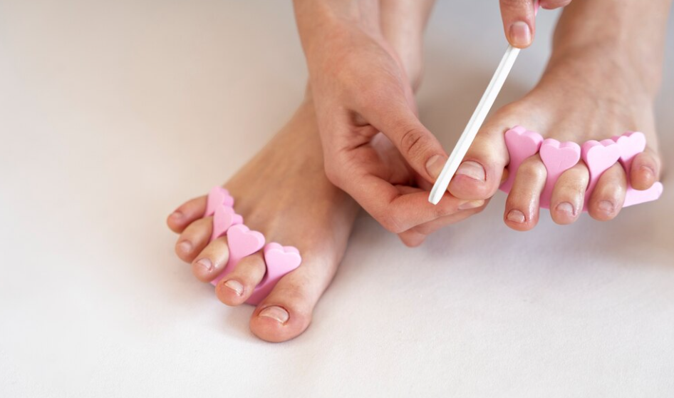 Pose de semi permanent pieds avec préparation des ongles image